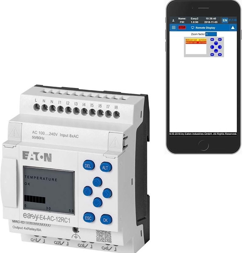 easyE4 control relay with Smartphone