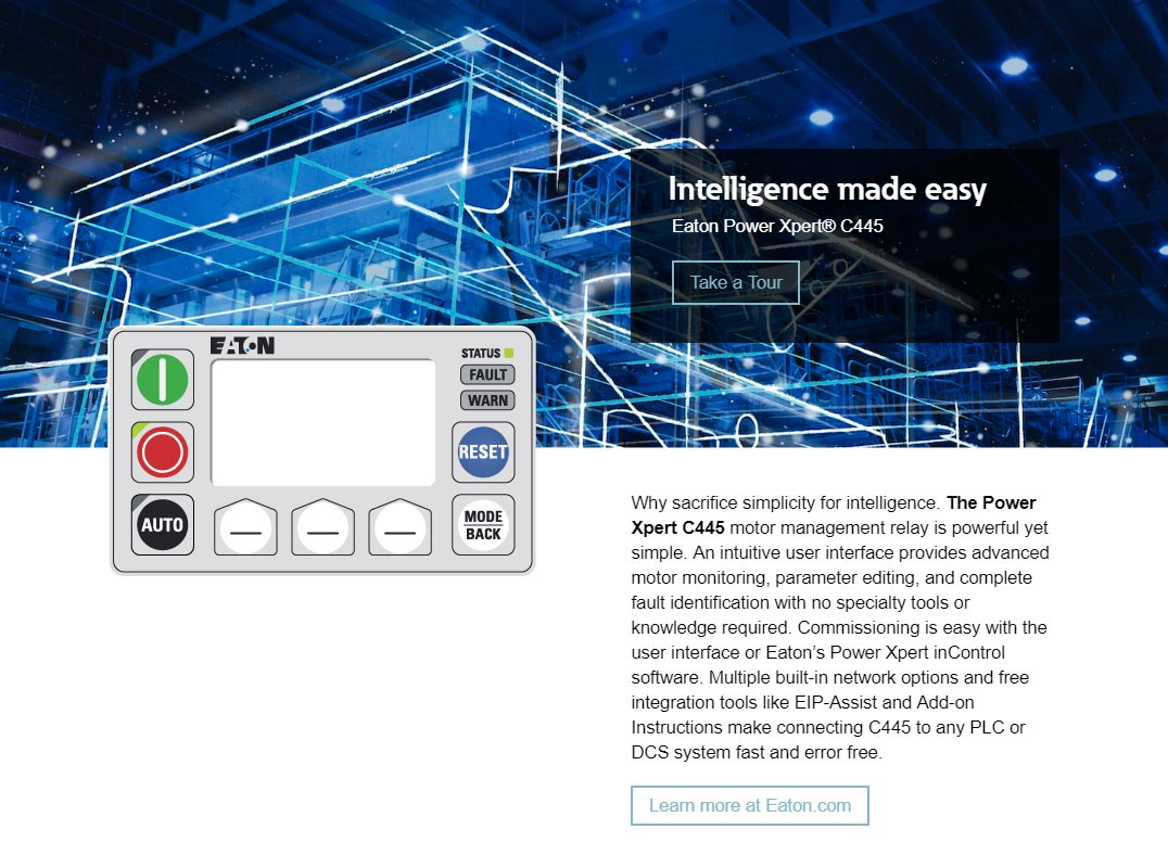 Screenshot of demo of the Power Xpert C445