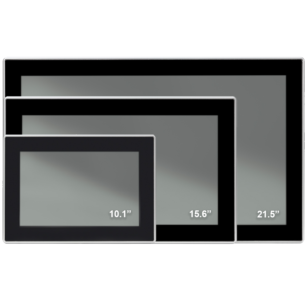 XP-504 Industrial PC Panel PCs group front with inch text