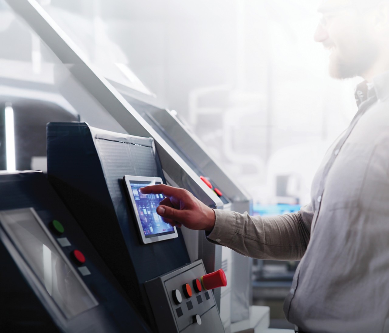 Print Operator At Factory Using Manufacturing Equipment